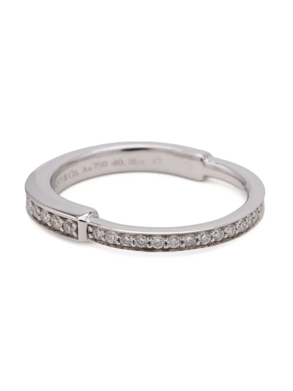 Tiffany & Co Lock Ring Full Pave Diamond 18k White Gold